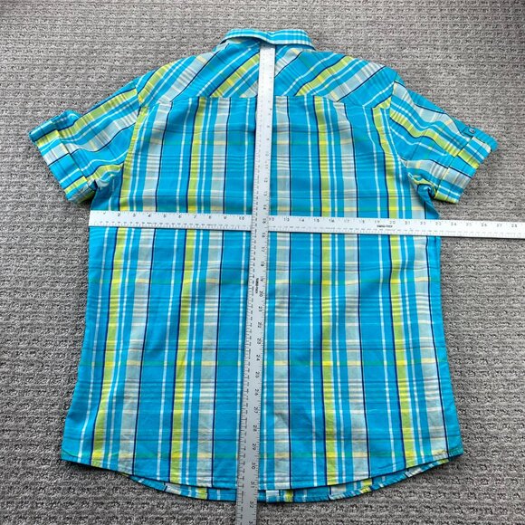 Penguin Shirt Men Large L Teal Yellow Blue Plaid Button Up Casual Polo Classic - Picture 8 of 10